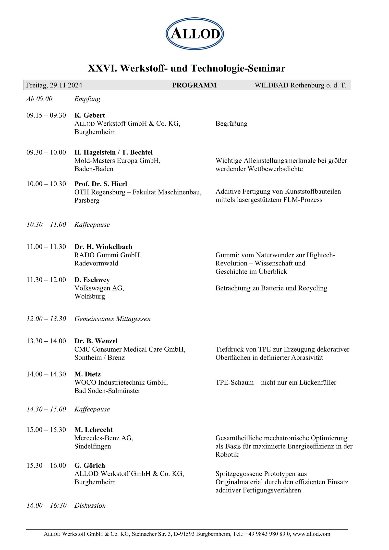 XXVI ALLOD Materials and Technology Seminar